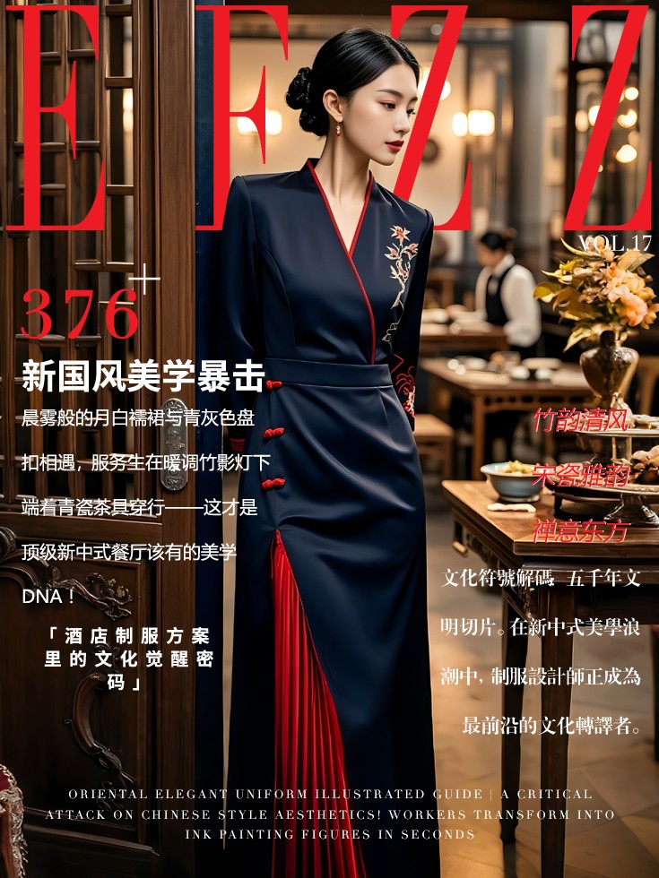 新國風美學制服-酒店中式餐廳服務(wù)員工作服文化符號解碼圖鑒