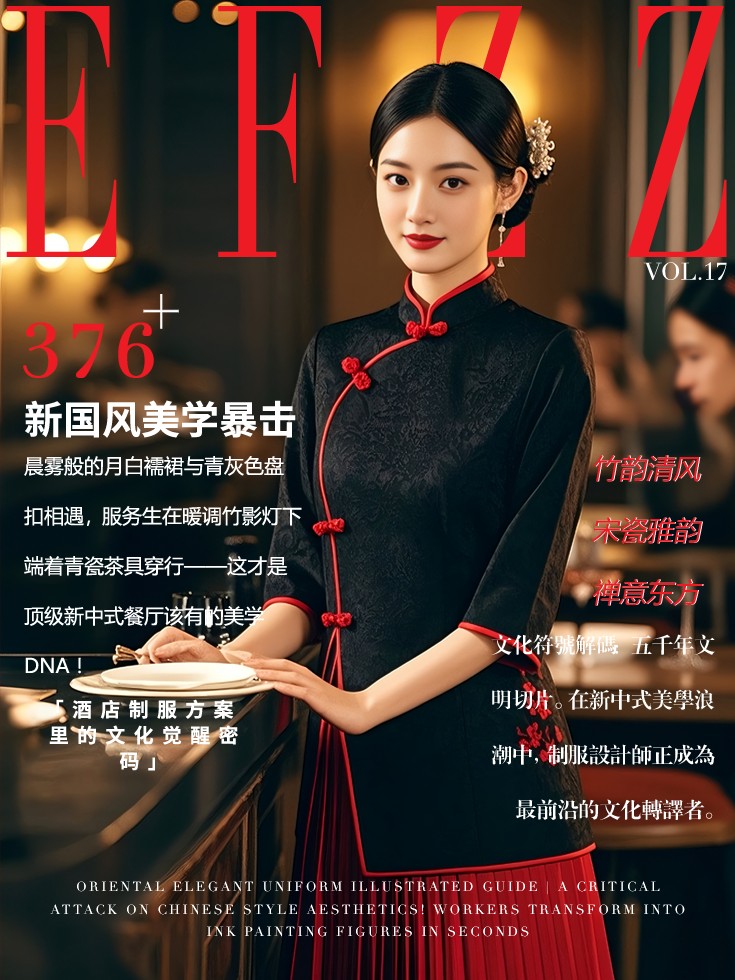 新國風美學制服-酒店中式餐廳服務(wù)員工作服文化符號解碼圖鑒