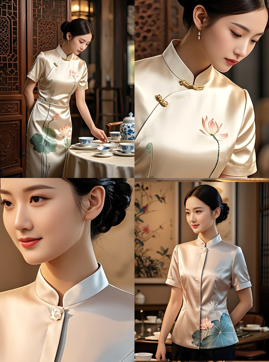 新國風美學制服-酒店中式餐廳服務(wù)員工作服文化符號解碼圖鑒