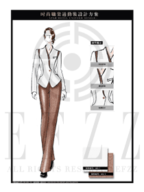 時尚白色女職業套裝制服設計圖1316
