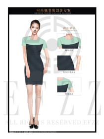 淺綠色修身款OL女職業(yè)裝制服設(shè)計圖601