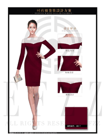 時(shí)尚棗紅色OL女款夏裝制服款式圖618