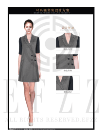 OL時尚灰色女職業裝夏裝制服設計圖623