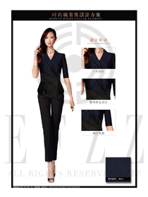 藏藍色OL女款夏裝制服款式圖641