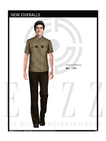 灰色工程服短袖夏裝制服設計圖179
