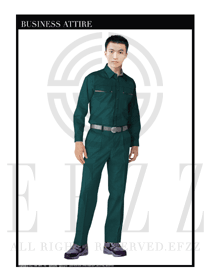 時尚綠色工程服長袖制服設計圖089