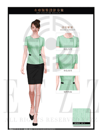 粉綠色女款SPA會所服務(wù)生制服設(shè)計圖603