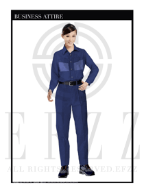 深藍色女款長袖工程服制服設計圖099