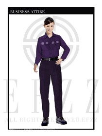 紫色女款長袖工程服制服設計圖101