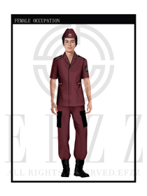 棗紅色男款保安服短袖服裝款式圖272