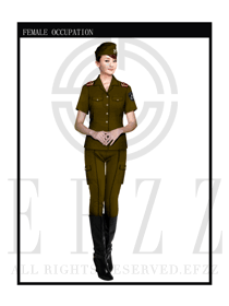 時尚深咖啡色女款保安服短袖制服設計圖281
