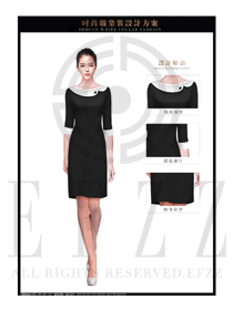 OL時尚黑色女職業裝夏裝制服設計圖659