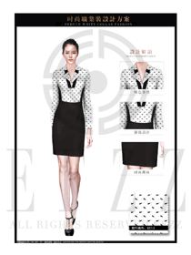白底黑點OL女款夏裝制服款式圖660