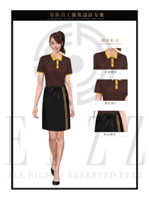時尚咖啡色女款快餐服務生服裝款式圖209
