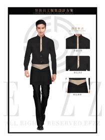 時尚黑色男款快餐服務(wù)生服裝款式圖211
