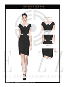 OL時尚黑色女職業(yè)裝夏裝制服設計圖673