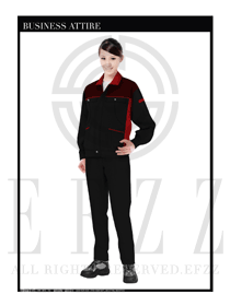 暗紅色春秋女款工程服服裝設(shè)計(jì)圖1008