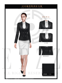 時尚黑色短裙女款職業套裝制服設計圖1336