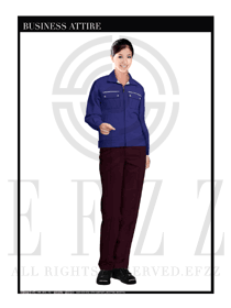 藍色春秋女款工程服服裝設計圖1030
