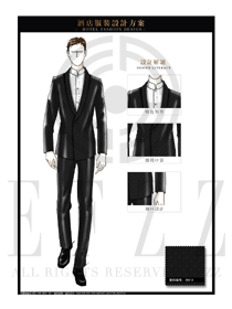 時尚黑色男款西裝酒店經理服裝設計圖456
