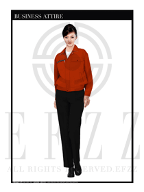 暗紅色女款春秋工程服服裝設(shè)計圖1042