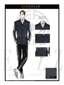 時尚灰色男款酒店門童行李生服裝款式圖1221