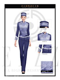 藍紫色女款酒店門童行李生服裝款式圖1236