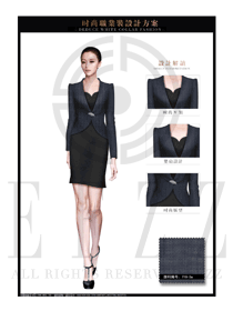 時尚灰色女款職業(yè)套裝制服設計圖1380