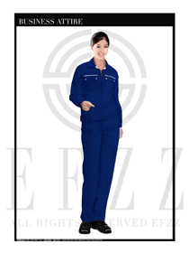 深藍(lán)色女款長(zhǎng)袖工程服裝款式設(shè)計(jì)圖1070