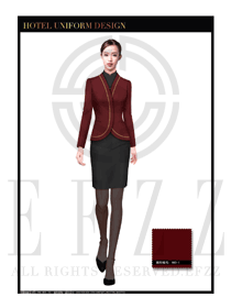 棗紅色修身款大堂經(jīng)理制服設計圖994