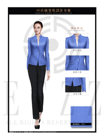 天藍(lán)色韓版女秋冬職業(yè)裝制服款式設(shè)計(jì)圖1389