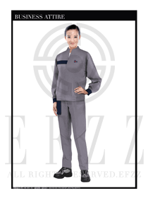 時(shí)尚灰色長(zhǎng)袖女款工程服制服設(shè)計(jì)圖1114