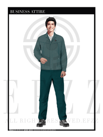 淺綠色長袖男款工程服裝款式設計圖1134
