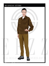 時(shí)尚深咖色女款長(zhǎng)袖春秋工程服制服設(shè)計(jì)圖1143