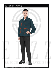 時尚深藍色女款長袖春秋工程服款式圖1150