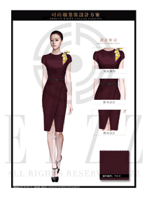 OL時尚紅色女職業裝夏裝制服設計圖686