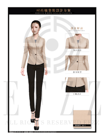 時(shí)尚卡其色長袖女款酒店大堂經(jīng)理制服設(shè)計(jì)圖1105
