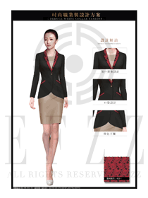 時(shí)尚黑色長(zhǎng)袖女款酒店大堂經(jīng)理制服設(shè)計(jì)圖1126