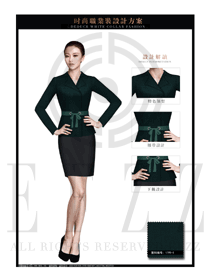 墨綠色女秋冬職業裝制服款式設計圖1492