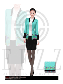 時(shí)尚青綠色女款星級(jí)酒店大堂經(jīng)理服裝款式圖874