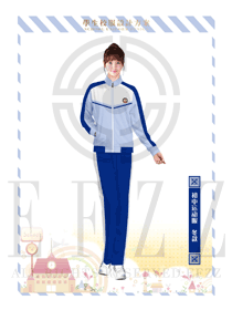原創(chuàng)設(shè)計(jì)藍(lán)色女款運(yùn)動服學(xué)生服制服款式圖027