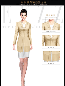 淺卡其色女秋冬職業裝制服款式設計圖1497