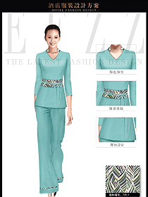 時尚淺藍色女款美容SPA會所服務生服裝款式圖616