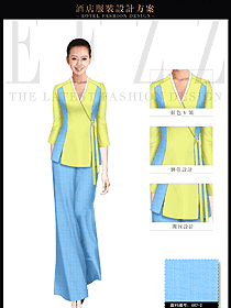 時(shí)尚淺黃色女款美容SPA會(huì)所服務(wù)生服裝款式圖622