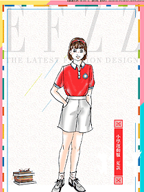 時(shí)尚紅色女款短袖學(xué)生服校服款式設(shè)計(jì)圖038
