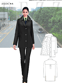 原創制服設計黑色女大巴司機棉衣款服裝款式圖174