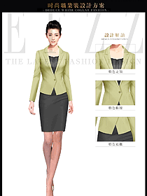 淺黃色女秋冬職業裝服裝設計圖1507