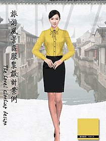原創制服設計淺黃色女款酒店西餐廳服務員服裝款式圖1295