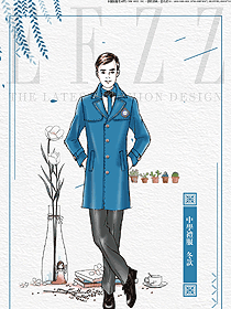 時尚淺藍色男款學(xué)生服校服款式設(shè)計圖048