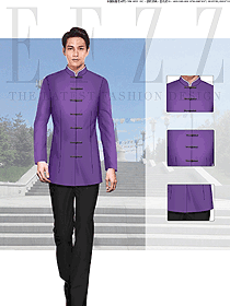 原創(chuàng)制服設(shè)計(jì)淺紫色長(zhǎng)袖男款民族特色酒店服裝款式圖234